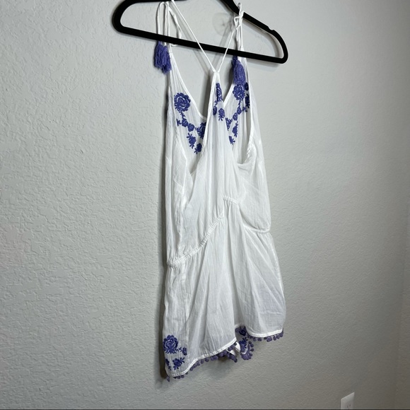 ASOS Wolf & Whistle Purple Embroidered Romper Cover Up Summer Size 10 - Picture 8 of 10